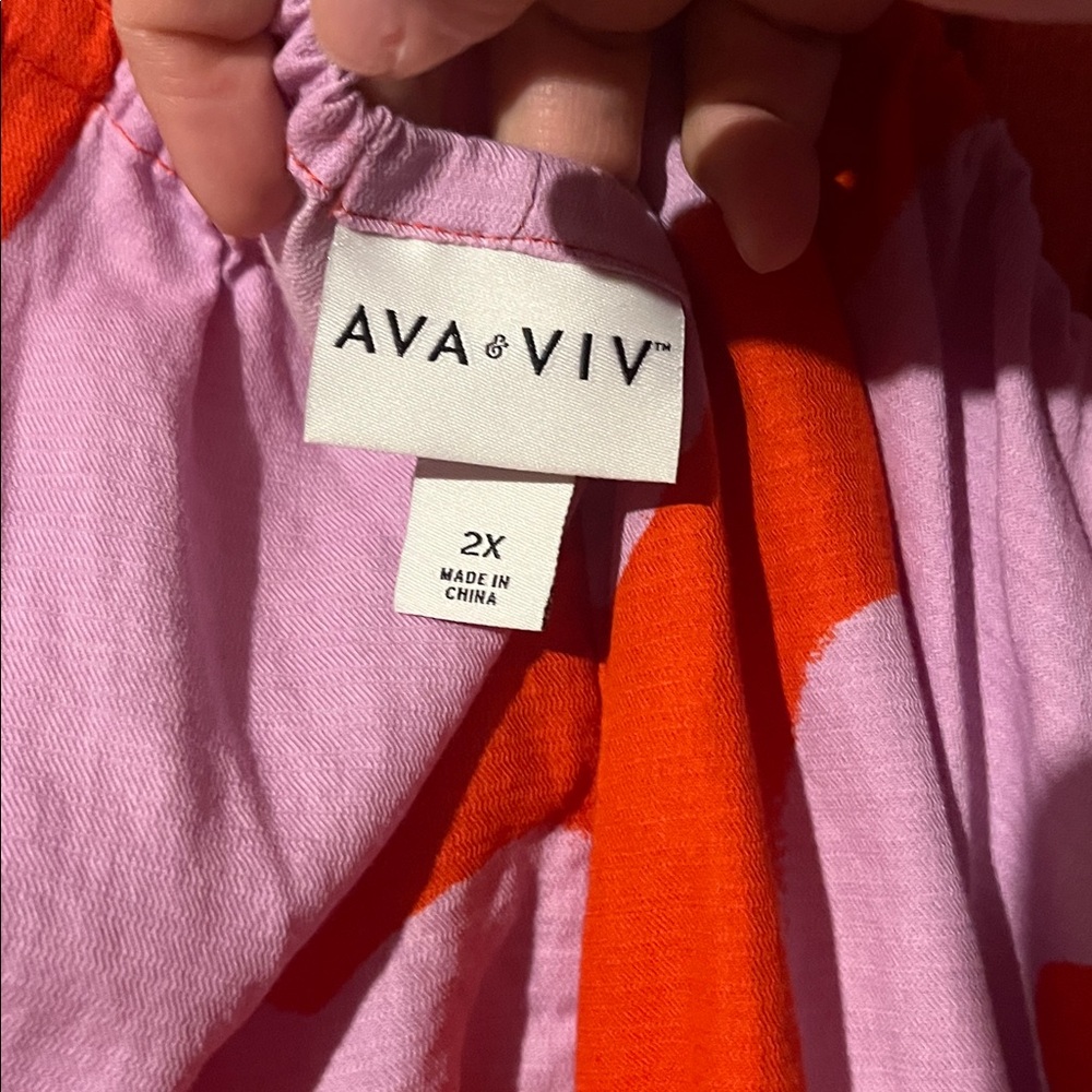 Ava & Viv Lilac and Red Abstract Woven Sundress - Picture 3 of 11